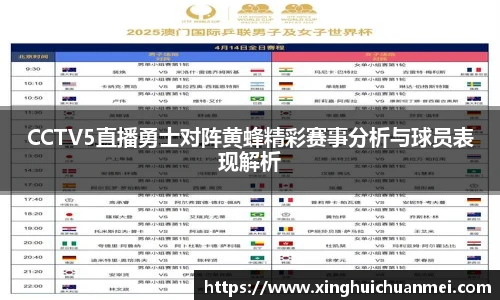 CCTV5直播勇士对阵黄蜂精彩赛事分析与球员表现解析